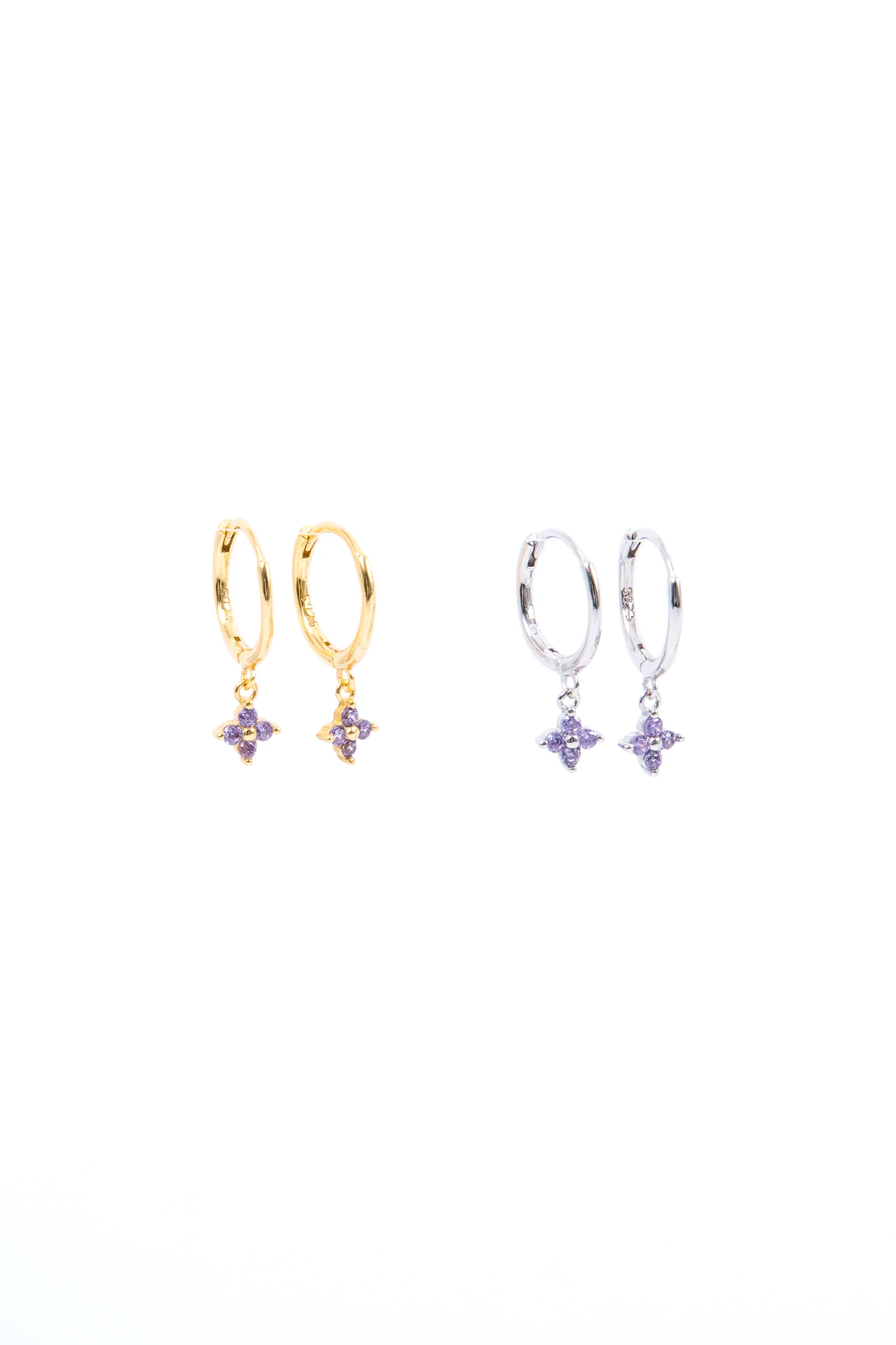 Amethyst Flower Huggies - Image 13