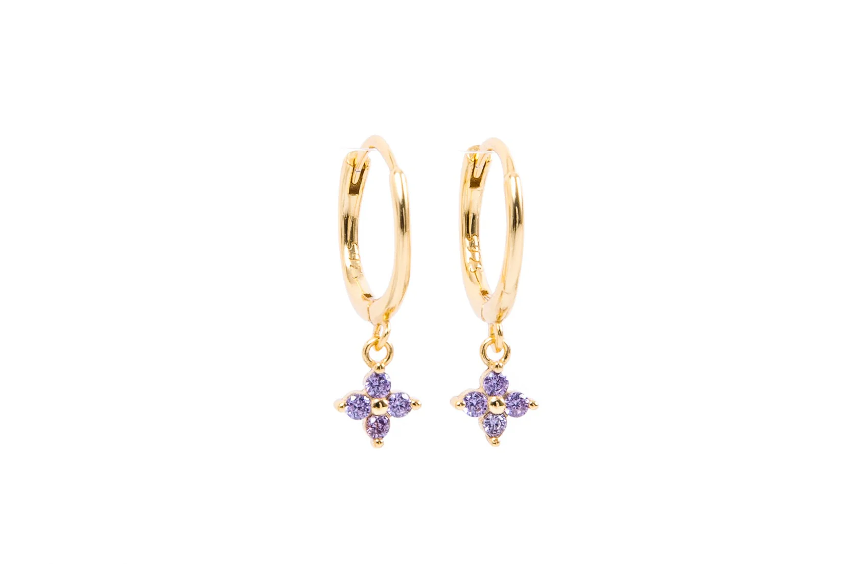 Amethyst Flower Huggies - Image 3