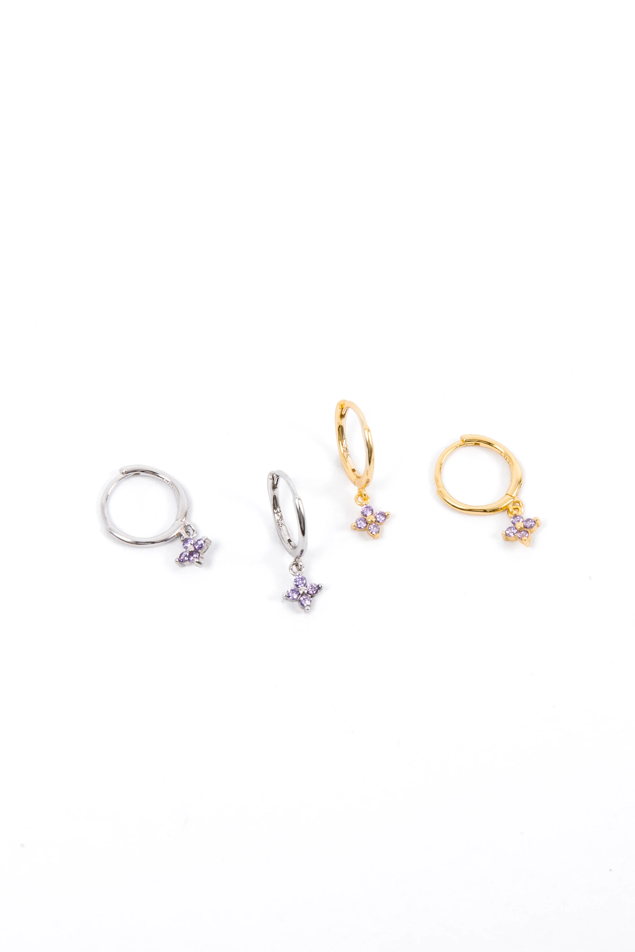 Amethyst Flower Huggies - Image 4