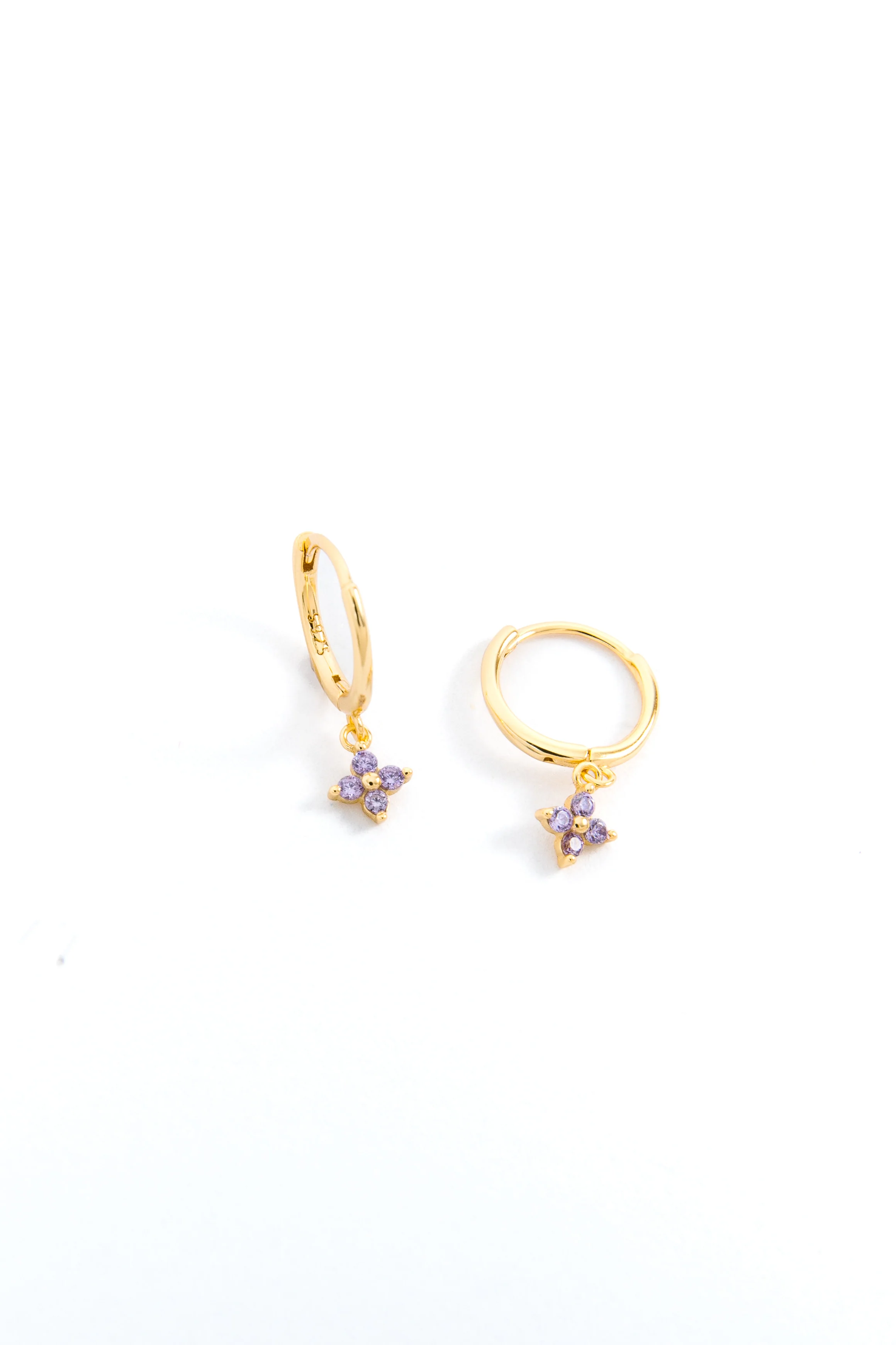 Amethyst Flower Huggies - Image 6