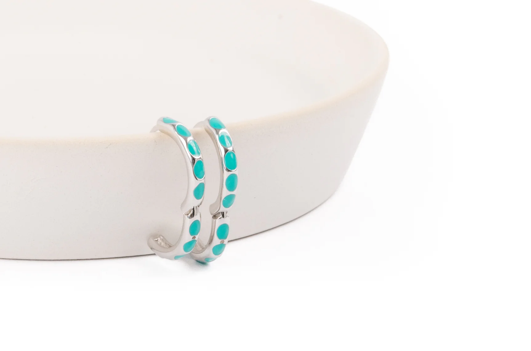 Earring Stack: Turquoise Huggies + Hexagon Huggies - Image 13