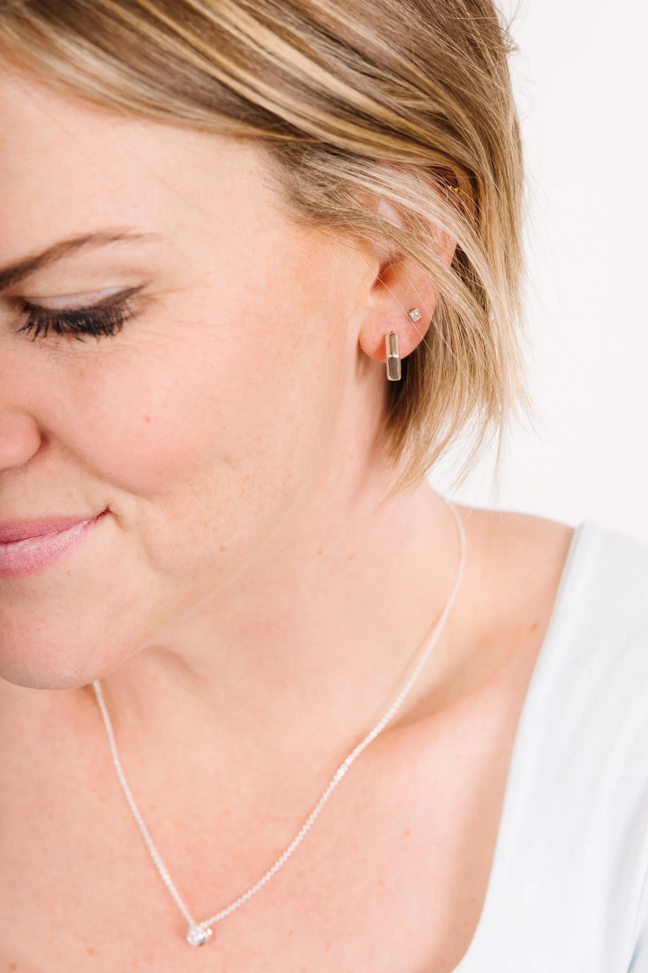 Earring Stack: Turquoise Huggies + Hexagon Huggies - Image 22