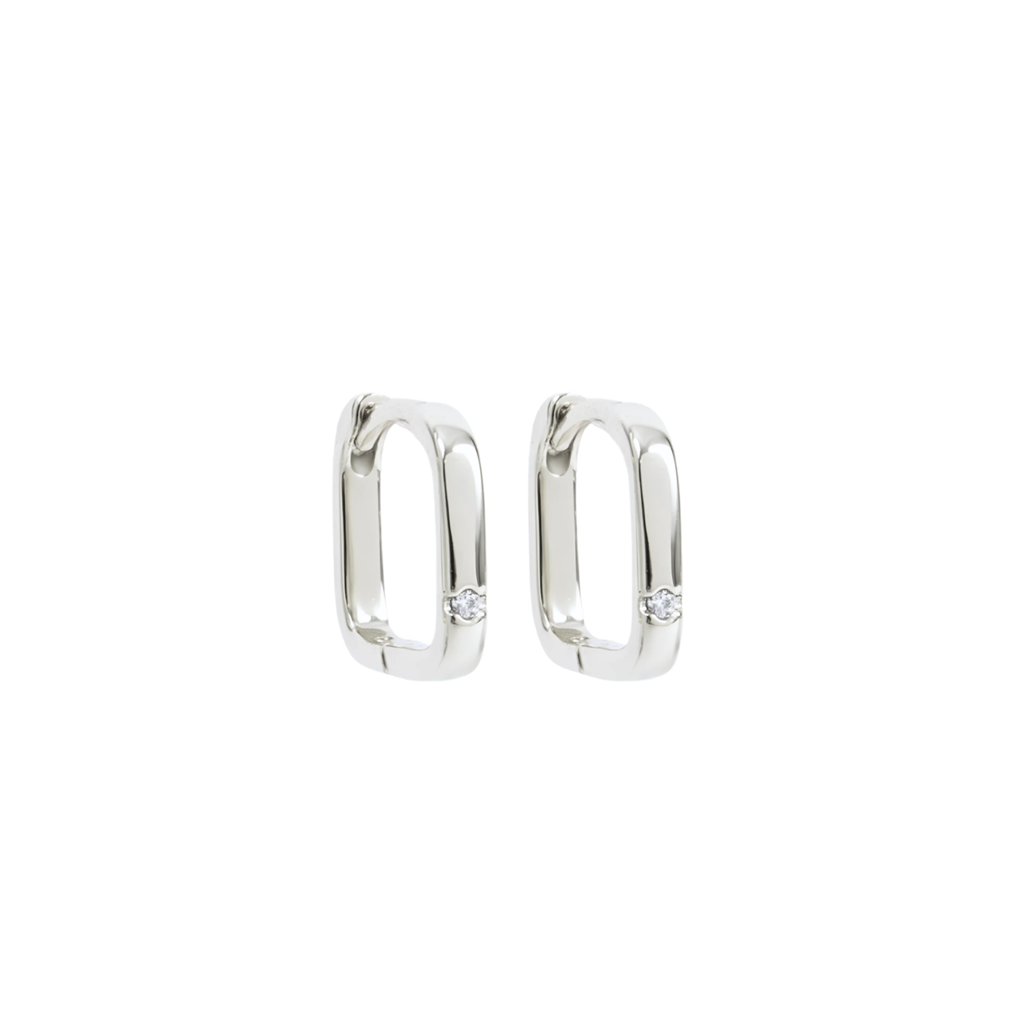 Square CZ Huggies - Image 10